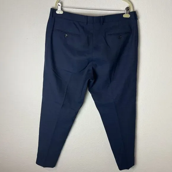 J Crew Ludlow Wool Dress Pants Mens 36x30 Blue  Slim Stretch Office Casual 212​​ - Picture 2 of 7